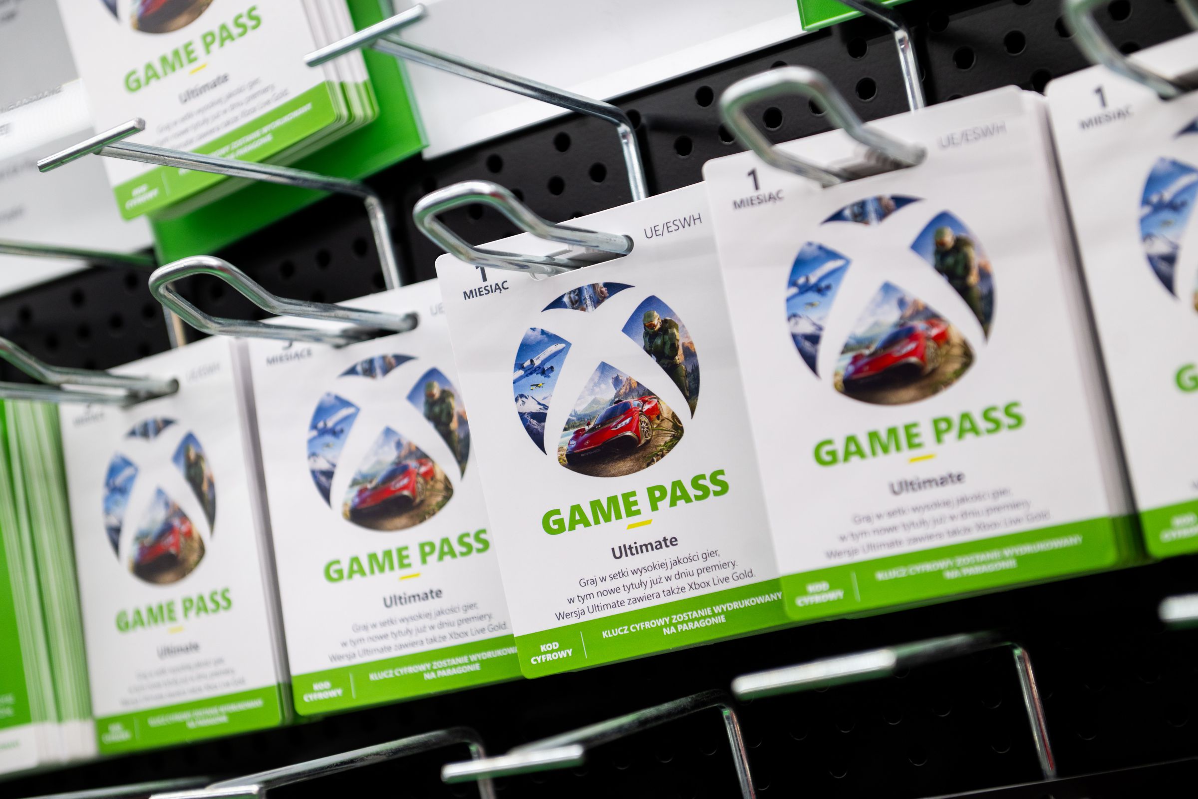 Xbox Game Pass gift cards are seen at the shopping mall in...