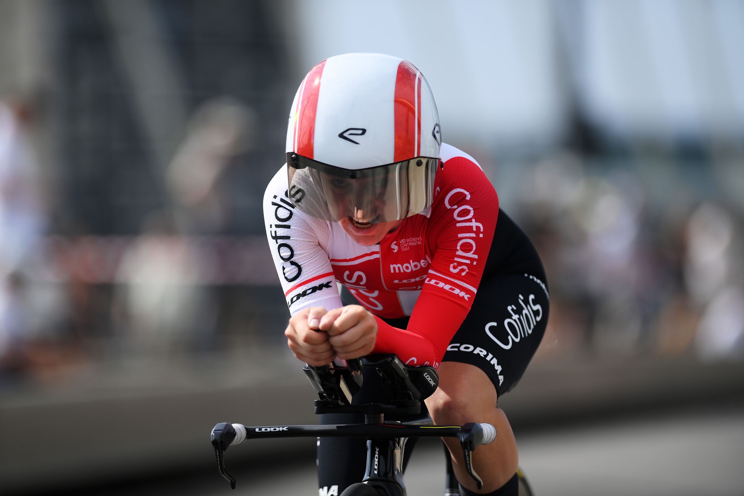 Nikola Noskova of Czech Republic and Cofidis Women Team sprints during the 3rd Tour de France Femmes 2024, Stage 3 a 67.9km individual time trial stage from Rotterdam to Rotterdam / #UCIWWT / on August 13, 2024 in Rotterdam, Netherlands.