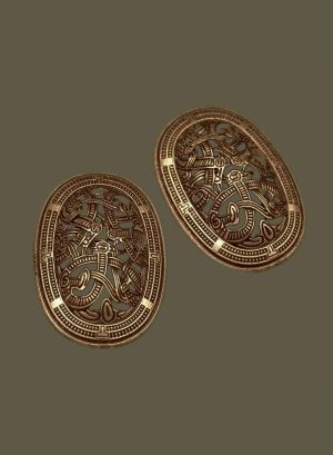 Large Bronze Oval Tri-Dragon Brooch