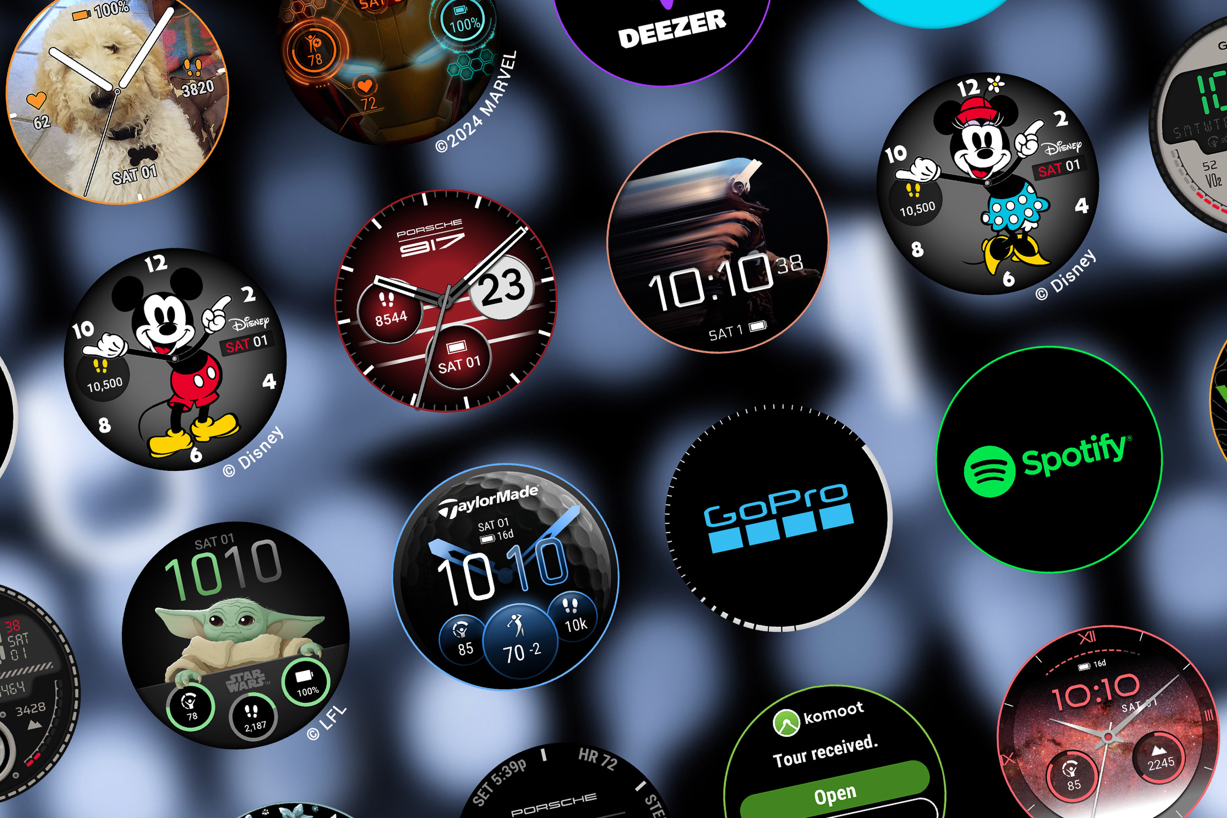 Render of various new Garmin Connect IQ watchfaces