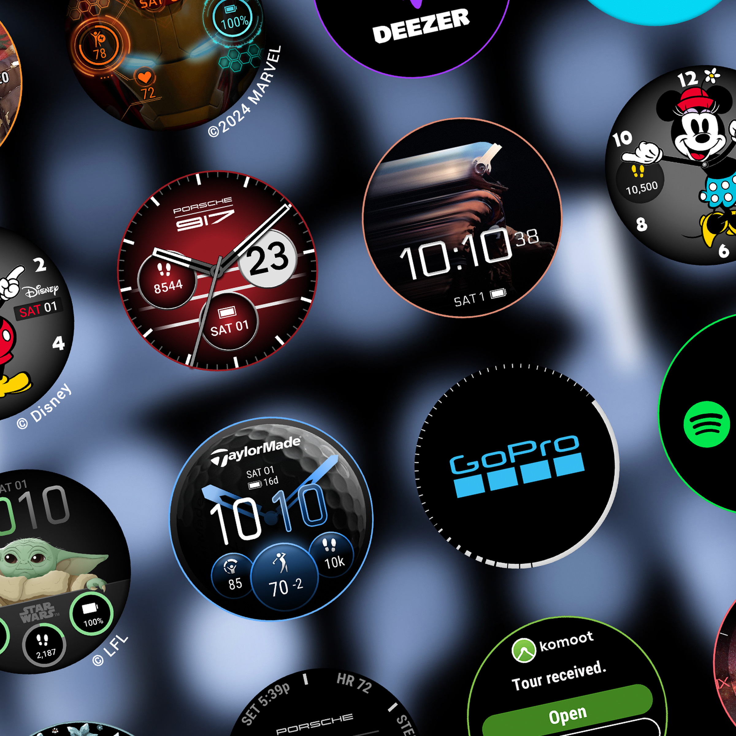 Render of various new Garmin Connect IQ watchfaces