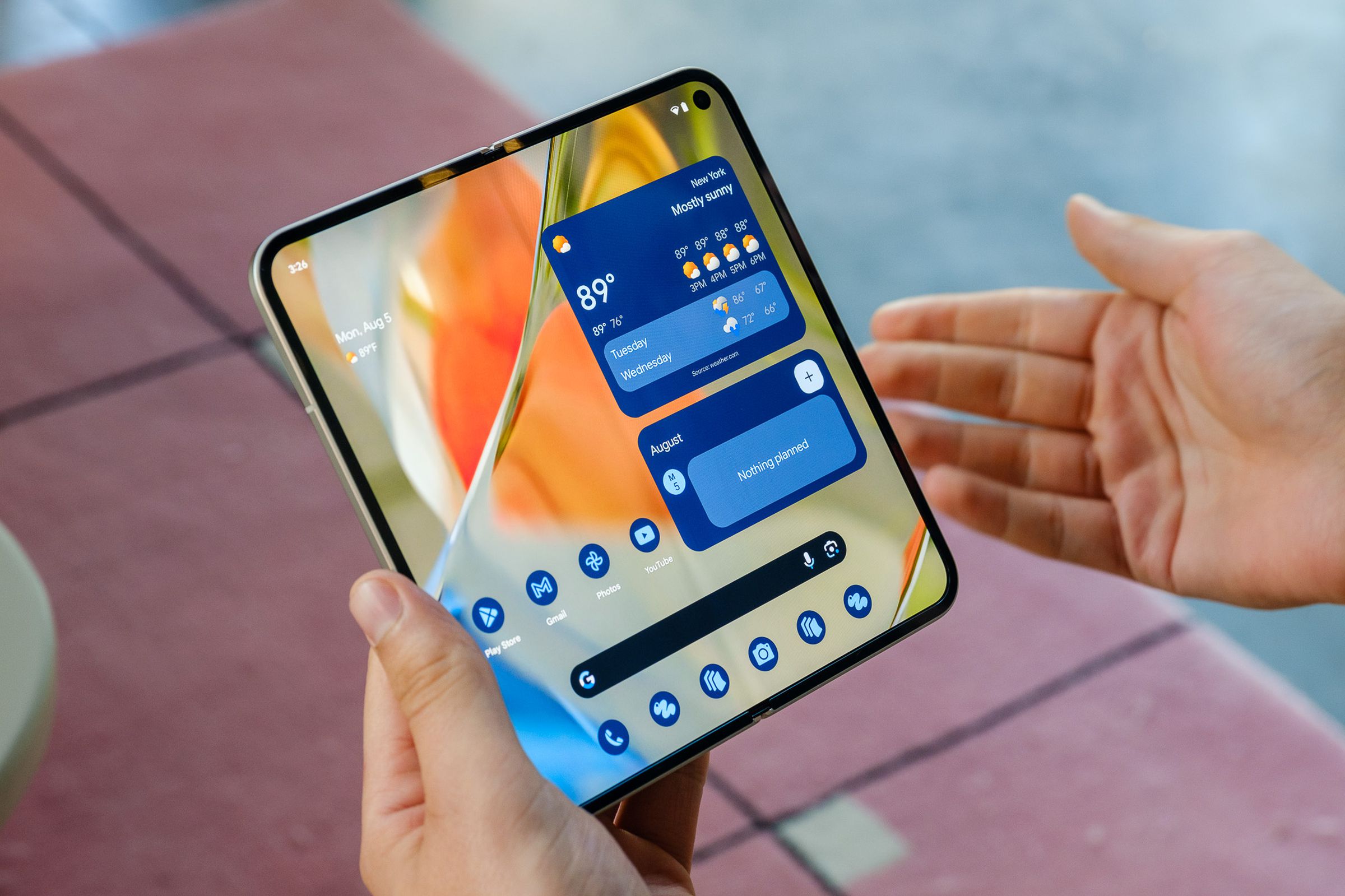 A hands-on photo of Google’s Pixel 9 Pro Fold.