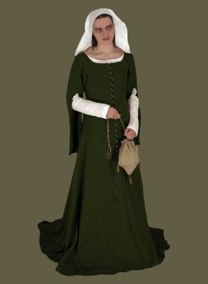 Medieval Wool Frontlaced Gown Full Wardrobe