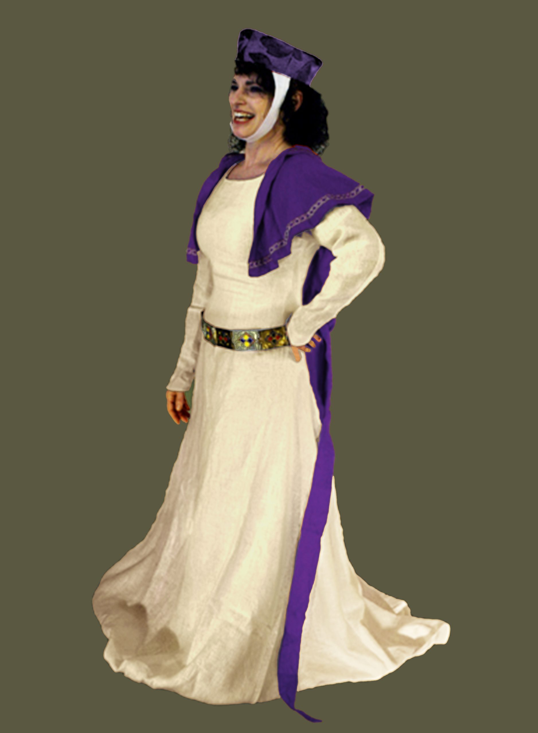 gown_WhiteLinen_PurpleHood