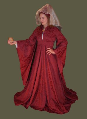 Medieval Women’s Brocade Houppelande Full Wardrobe