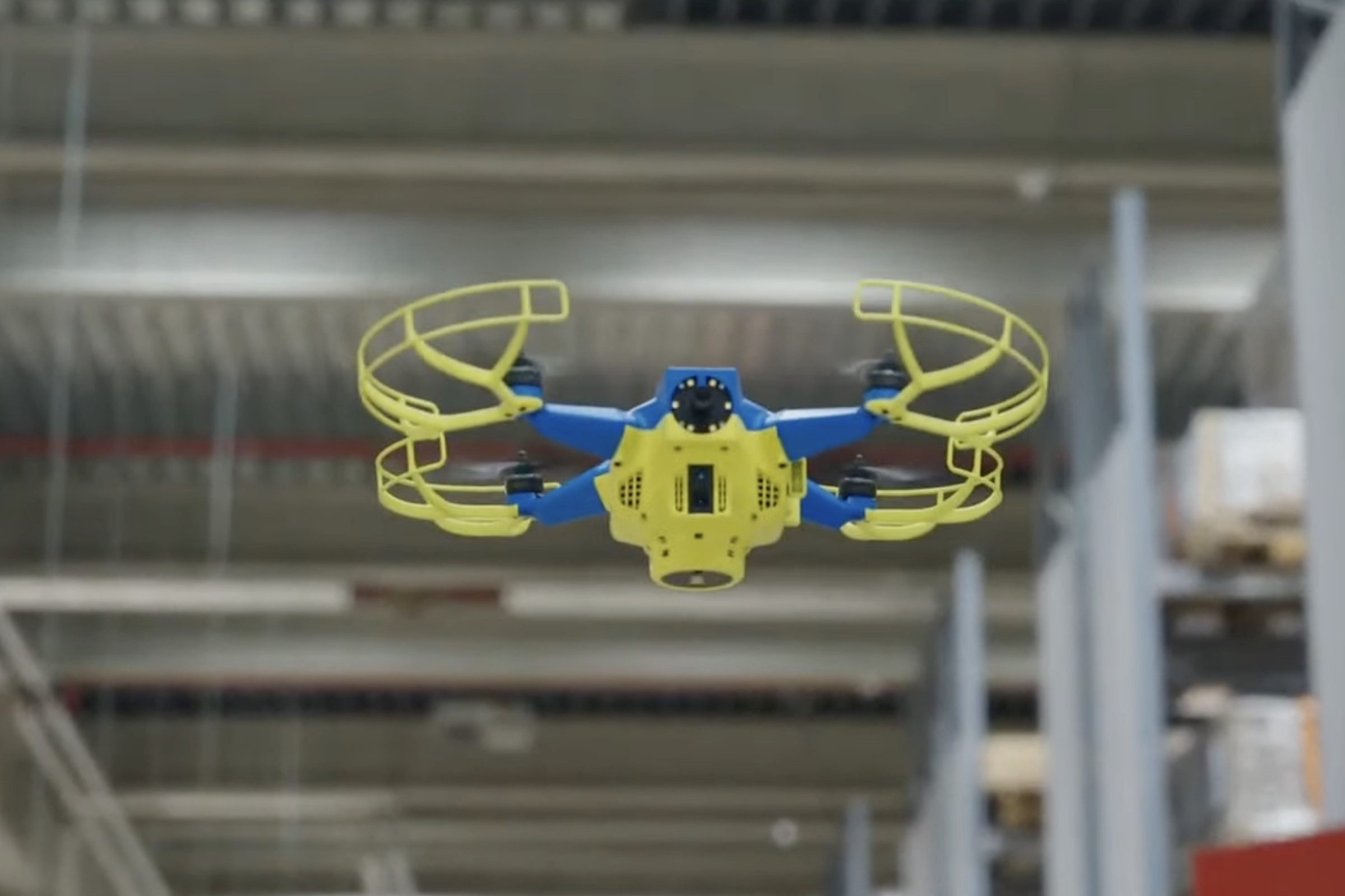 An image showing an Ikea drone in a warehouse