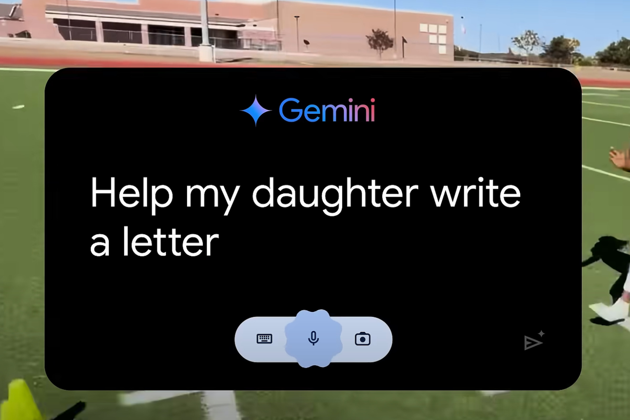 Screenshot of the “Dear Sydney” ad showing the Gemini prompt