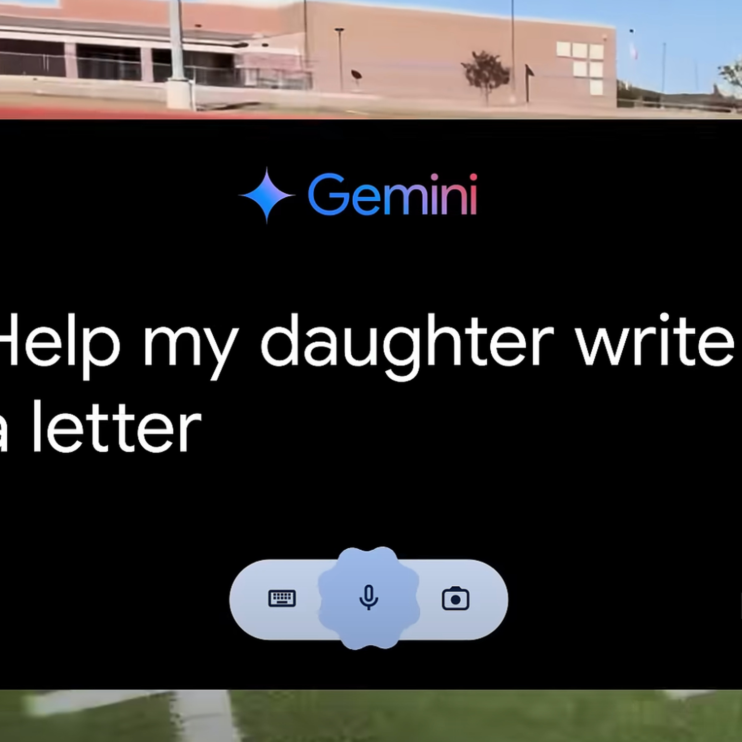 Screenshot of the “Dear Sydney” ad showing the Gemini prompt